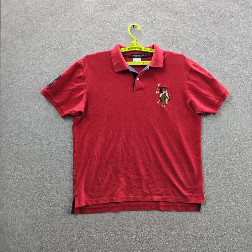 U.S. POLO ASSN. Men Polo L Red‎ Big Pony Flesh Embroidered Short Sleeve Logo